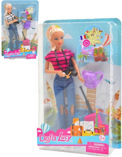 Punčka Defa Lucy popotnica s kovčkom in dodatki 29 cm - 1 kos