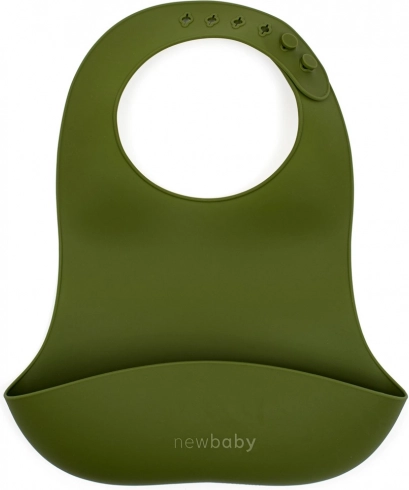 Silikonski slinček New Baby olivno zelen