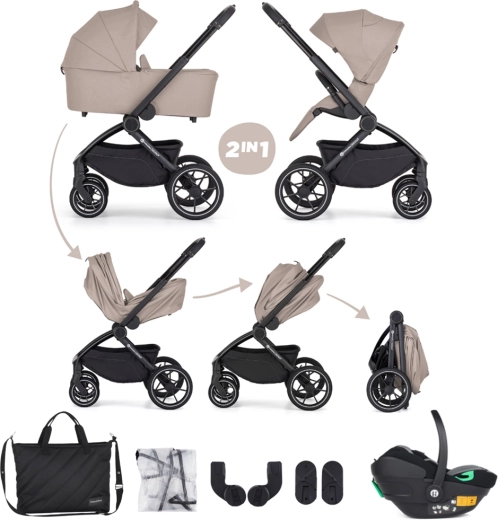 Petite&Mars kombiniran voziček Scout 3v1 cappuccino cream z avtosedežem Core Pro i-Size