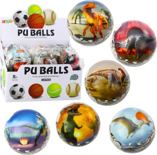 Žogica z dinozavri 10 cm iz mehke PU pene