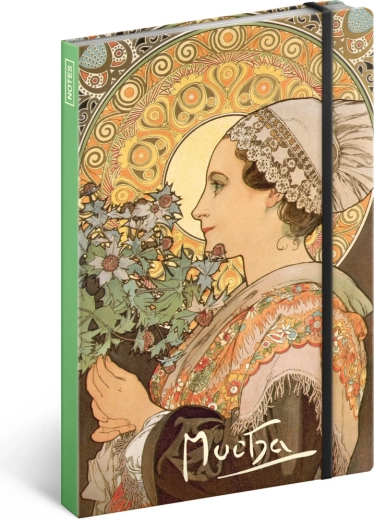 Notebook Alfons Mucha – Thistle, lined, 13 × 21 cm