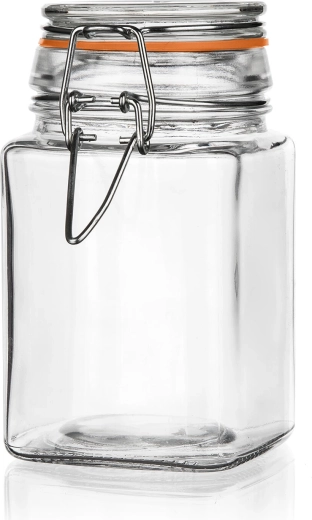 Steklena hermetična posoda Lina 260 ml, kvadratna s patentnim zapiralom