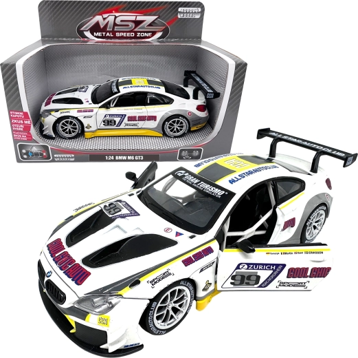 Kovinski model dirkalnega avtomobila 1:24 BMW M6 GT3 bel