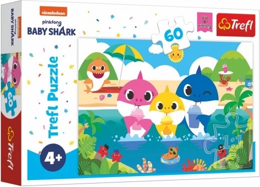 Sestavljanka Baby Shark – družina morskih psov na počitnicah, 60 koščkov (33 × 22 cm)