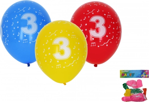 napihljivi balončki 30 cm s številko 3 – set 5 kosov
