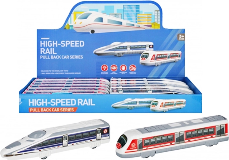 Vlečni vlak z mehanizmom pull-back 18 cm za otroke od 3 let