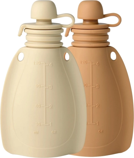Mininor silikonske polnilne vrečke za malico Soft Rabbit/Roe Deer, 2 kosa