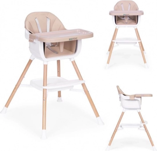 Otroški jedilni stolček 2 v 1, bež, ECOTOYS