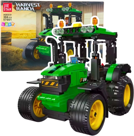 Stavebnica traktor – zeleno‑črn model, 304 delov
