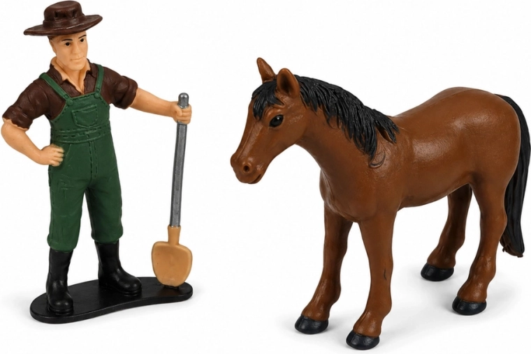 Farmer figure and horse included