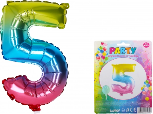 Napihljivi Balon v Obliki Številke 5 Mavrični