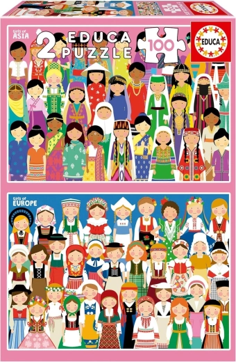 Educa puzzle Dekleta iz Evrope in Azije 2×100 kosov