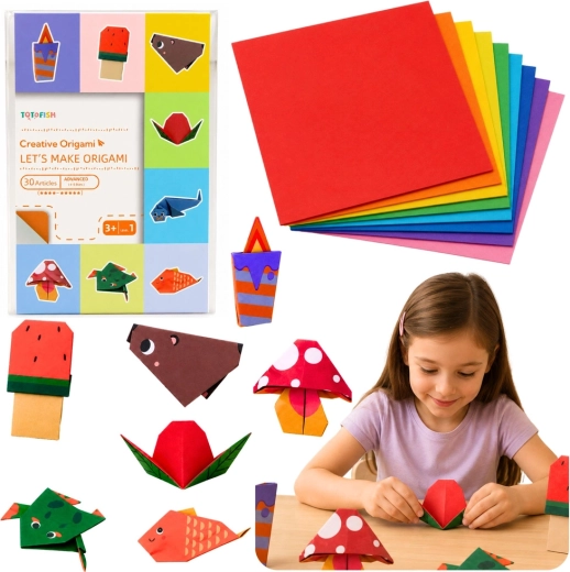 Barvni zvezek za origami za otroke – živali, 30 listov