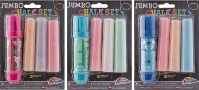 Kredne za pločnik jumbo z držalom, 3 kosi