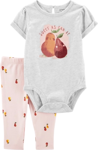 CARTER'S dvodelni set: bodi s kratkimi rokavi in pajkice Grey Pears za deklico – 9m