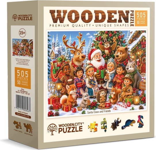 WOODEN CITY lesena sestavljanka Božiček s prijatelji, 505 kosov