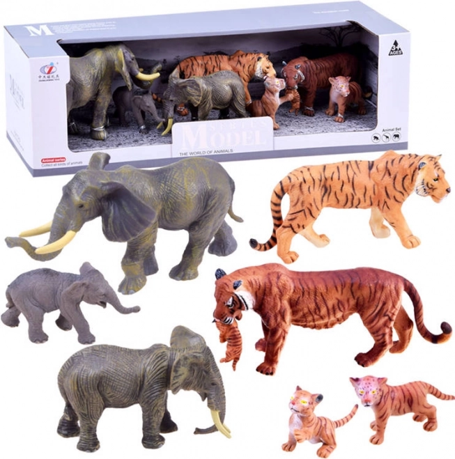 Komplet figuric safarija z zebrami in levi – Tiger in slon