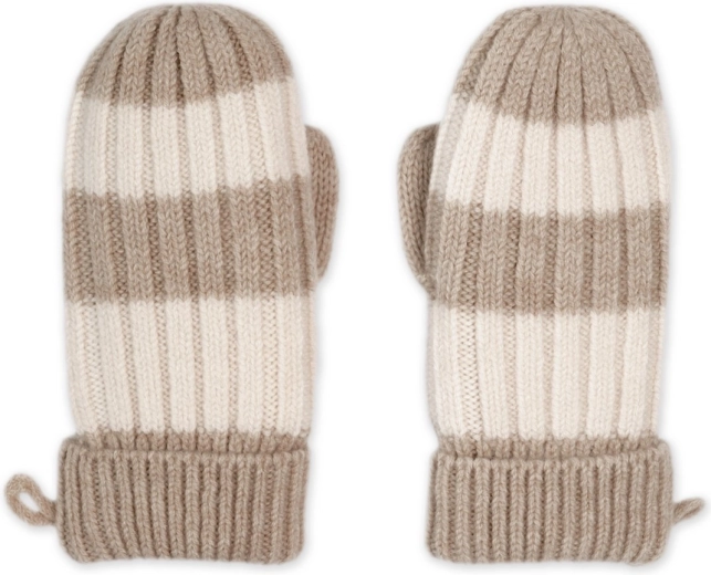Lodger gloves Stripe Merino beige, size 1–2 years - 1 piece