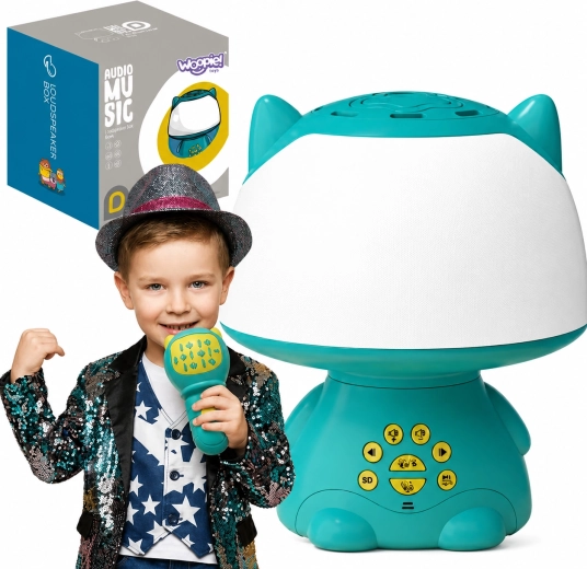 Woopie večnamenska RGB-svetilka z zvočnikom Bluetooth in karaokefonom, turkizna