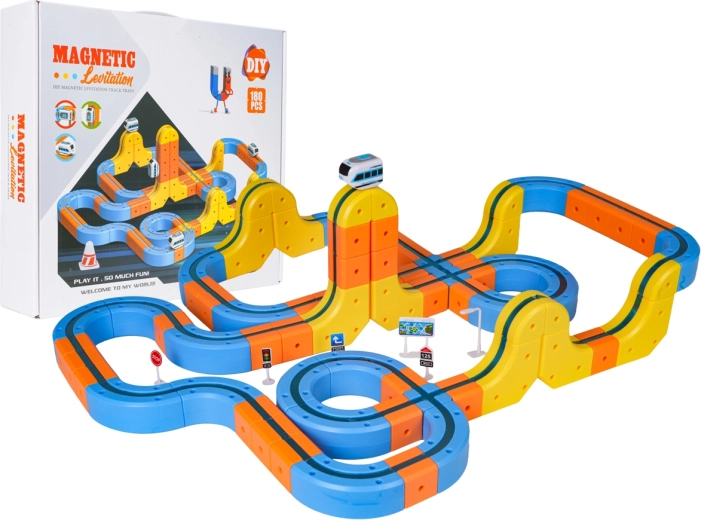 Magnetic colorful anti-gravity track with train – 180 pieces