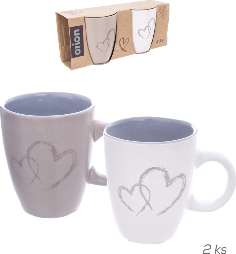 Set 2 keramičnih lončkov Double Love s srčkom 140 ml
