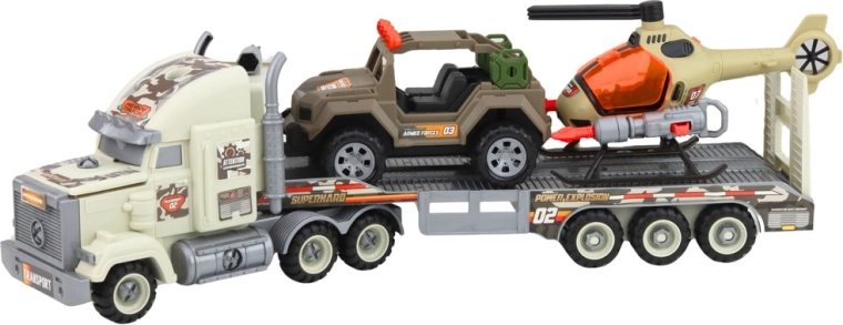 Velik tovornjak s transportno prikolico