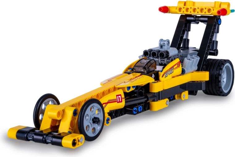 Konstrukcijski komplet CaDA Drag Racing rumeni dragster v merilu 1:29