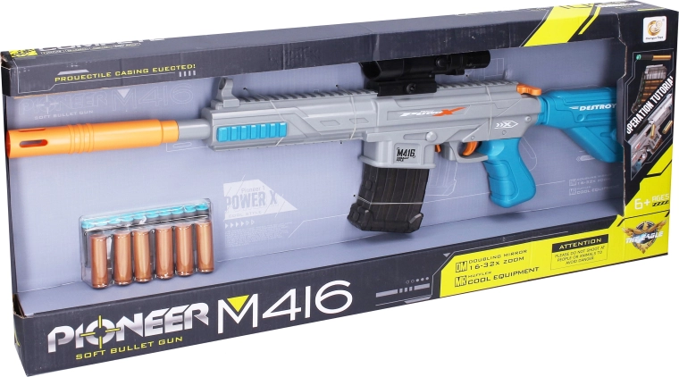 Puška Pioneer M416 s penastimi naboji in tulci