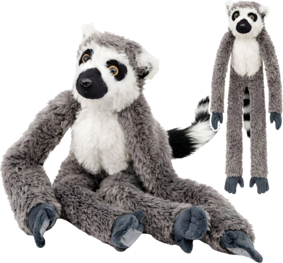 Plišasti lemur z dolgimi tačkami in ježki, siv 35 cm