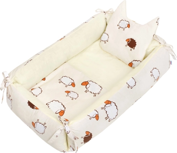 multifunkcijsko gnezdece s blazinico in odejico new baby ovčke bež