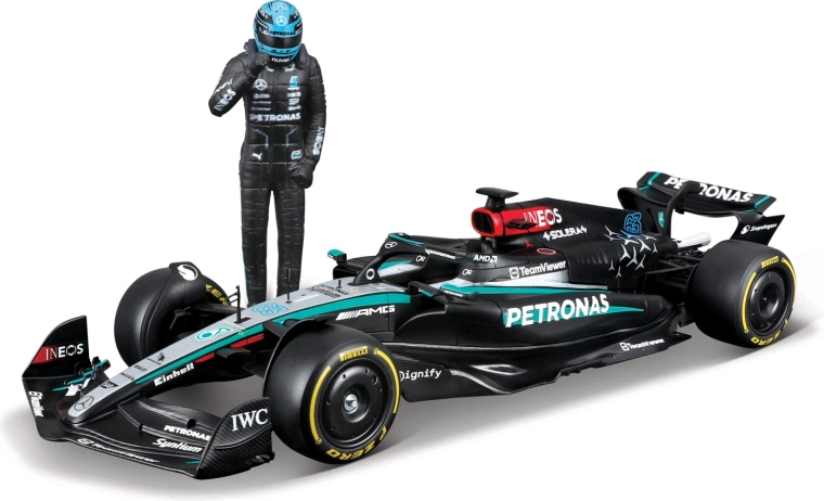 Bburago model F1 Mercedes-AMG Petronas W15 2024 George Russell 1:24 s figurico