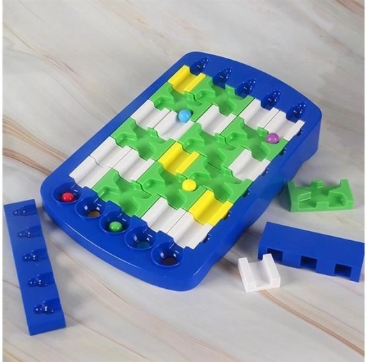 Build the track and guide the marbles to the correct goal