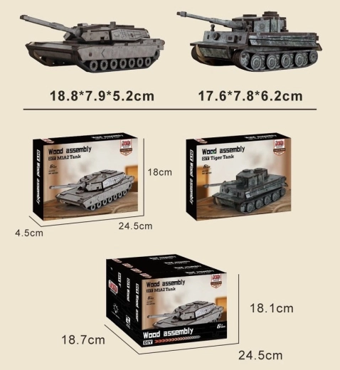 Wooden tank model kit - 1 piece