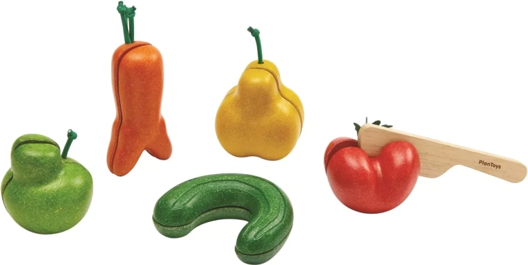 PlanToys ukrivljeno sadje in zelenjava – set za rezanje