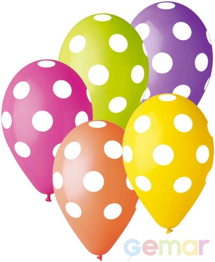 Gemar pastel latex balloon with white polka dots 30 cm - 1 piece