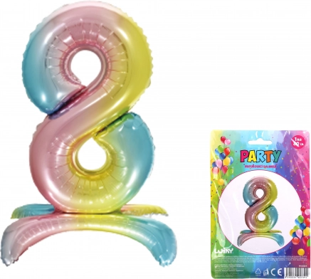 Foliasti balon številka 8 mavrica 80 cm