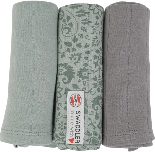 Lodger swaddler flower tribe 70 × 70 cm silt green (set 3 kosi)