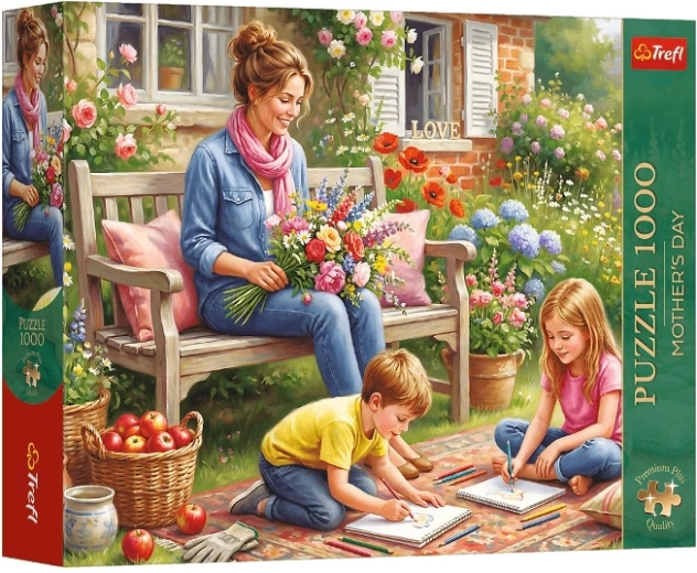 Puzzle Premium Plus družina na vrtu 1000 kosov