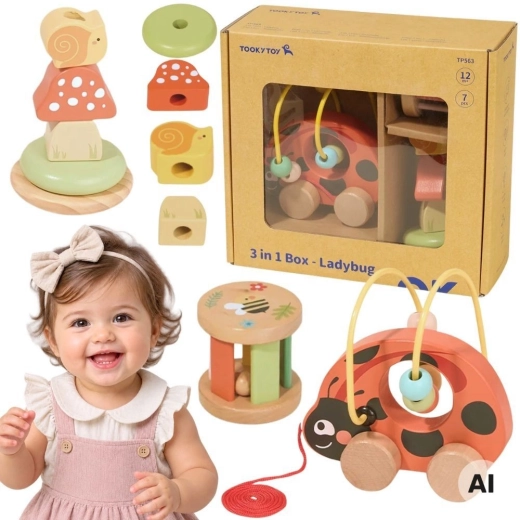 Lesen izobraževalni komplet pikapolonica 3 v 1 (8 delov) TOOKY TOY