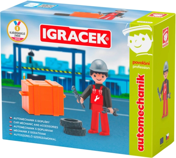 Efko Igráček poklic automehanik – členkasta figurica z dodatki