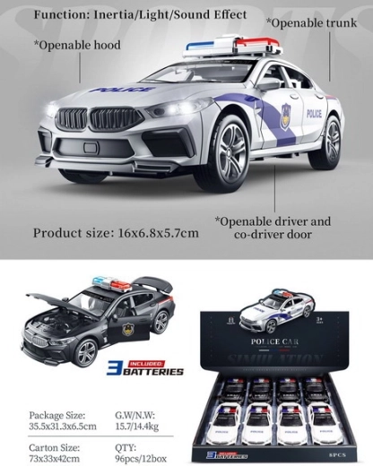 Policijski avto s svetlobnimi in zvočnimi učinki 15 cm