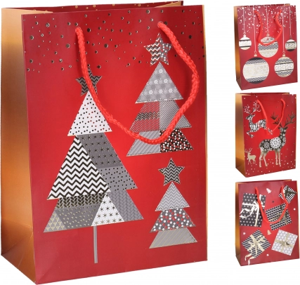 Darilna vrečka L 31 × 40 × 12 cm – božični motivi