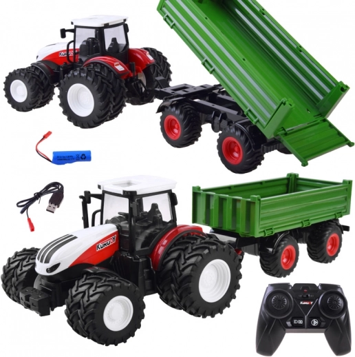 Daljinsko voden traktor + zelen priklopnik na daljinsko upravljanje RC0602