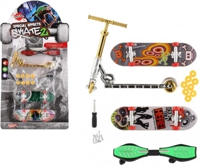 Komplet prstnih skateboardov in skiroja z navojnimi dodatki