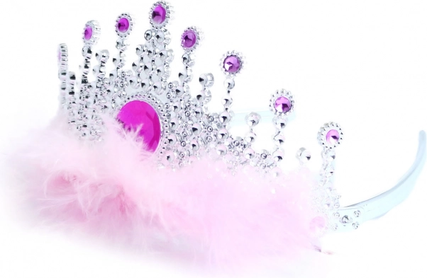 Krona z rožnatimi peresi za princese