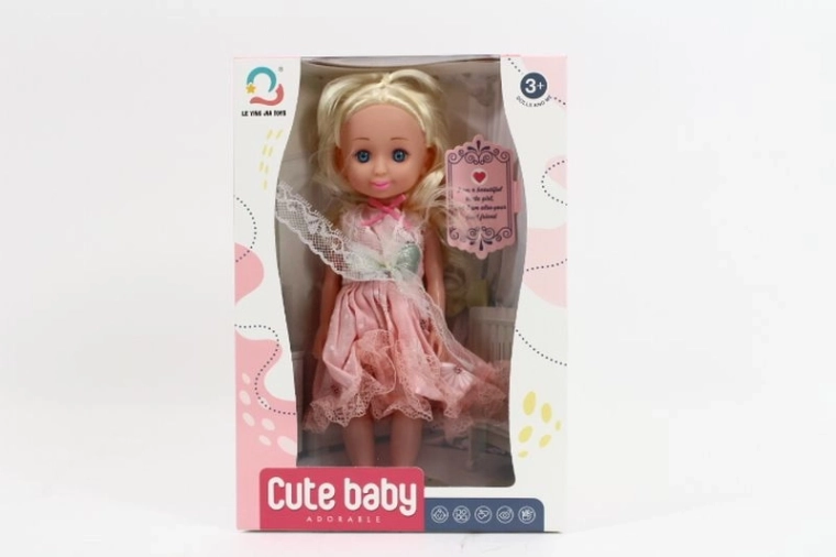 Punčka 27 cm v rožnati oblekici
