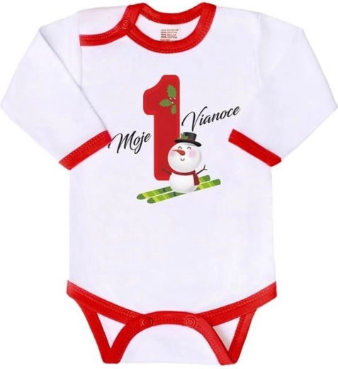 Otroško bodi z potiskom New Baby Moji prvi božič, dolg rokav, velikost 62