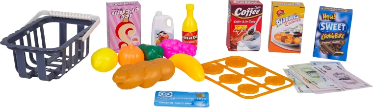 Košarica in živila za igro vlog