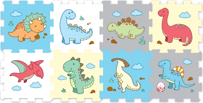 Peneče puzzle dinozavri - 8 kosov