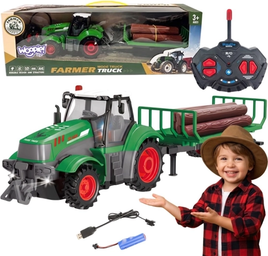 Woopie RC-traktor s prikolico za les v merilu 1 : 24